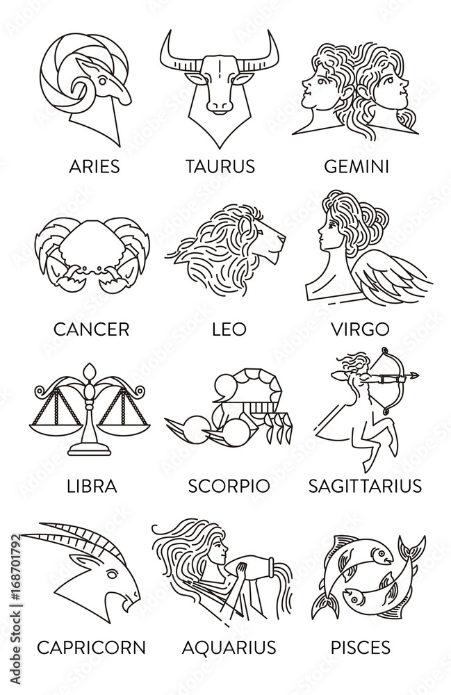 Obraz premium twelve zodiac constellation horoscope signs