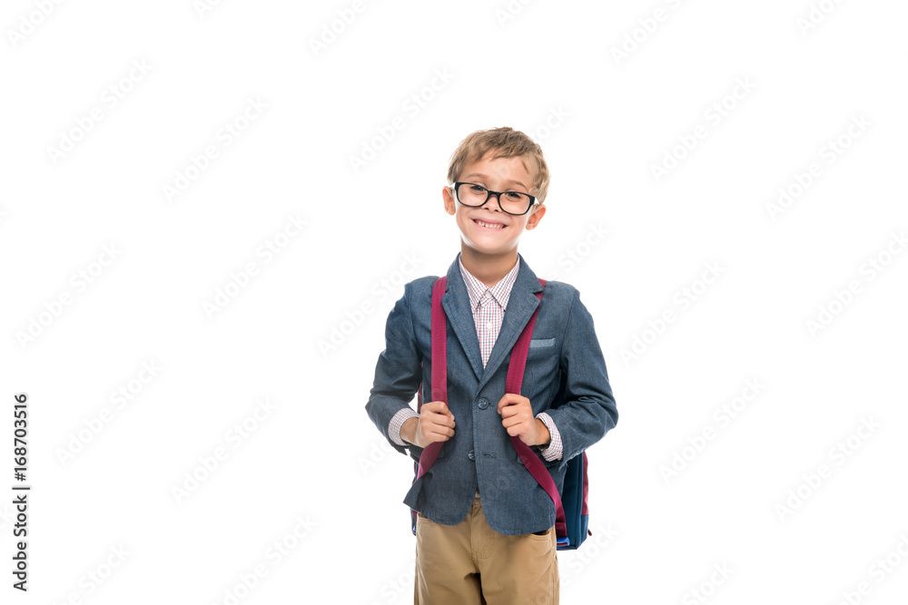 adorable schoolboy with backpack adorable schoolboy with backpack