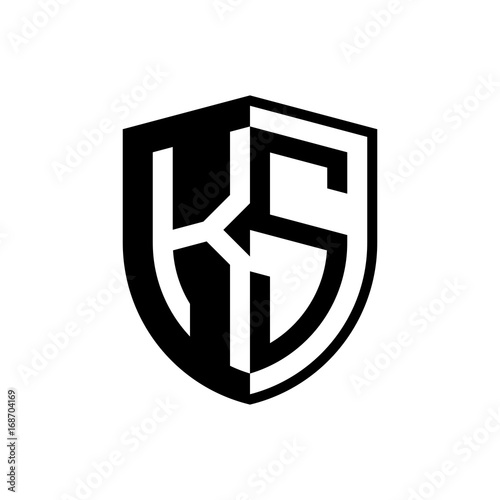 Initial two letter logo shield vector black