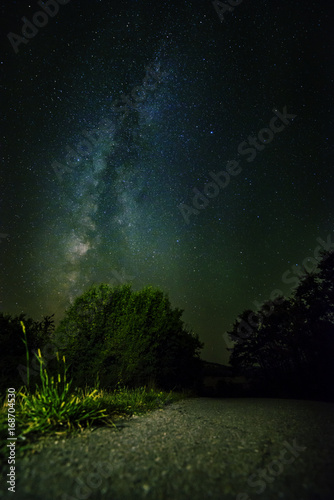 Night sky with bright milky way galaxy display photo