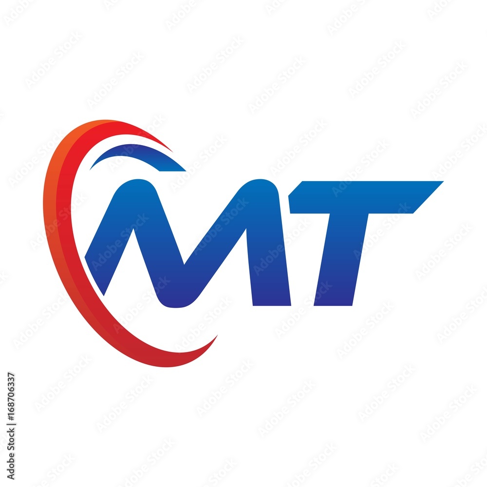 dynamic vector initial letters logo mt with circle swoosh red blue dynamic vector initial letters logo mt with circle swoosh red blue