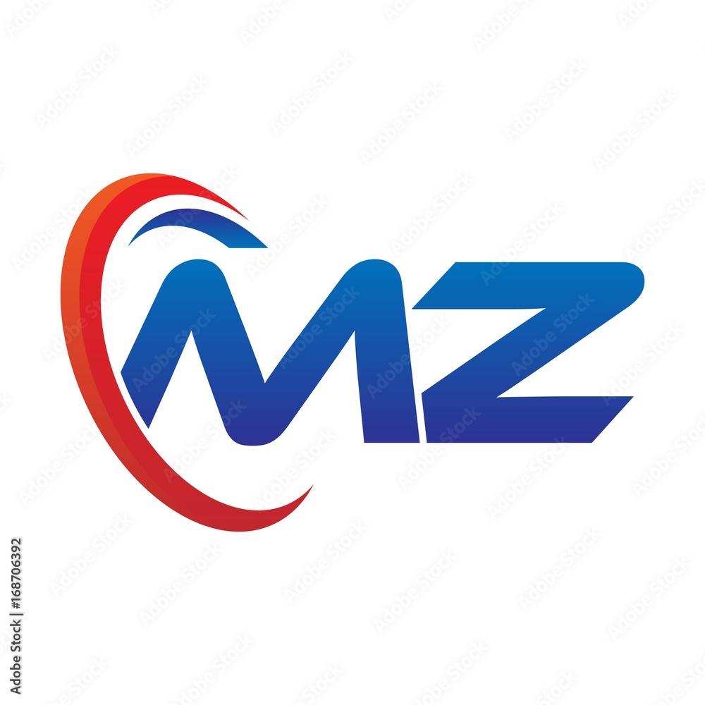 dynamic vector initial letters logo mz with circle swoosh red blue dynamic vector initial letters logo mz with circle swoosh red blue