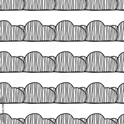 Decorative clouds. Black and white illustration, seamless pattern for coloring book, pages. Vector