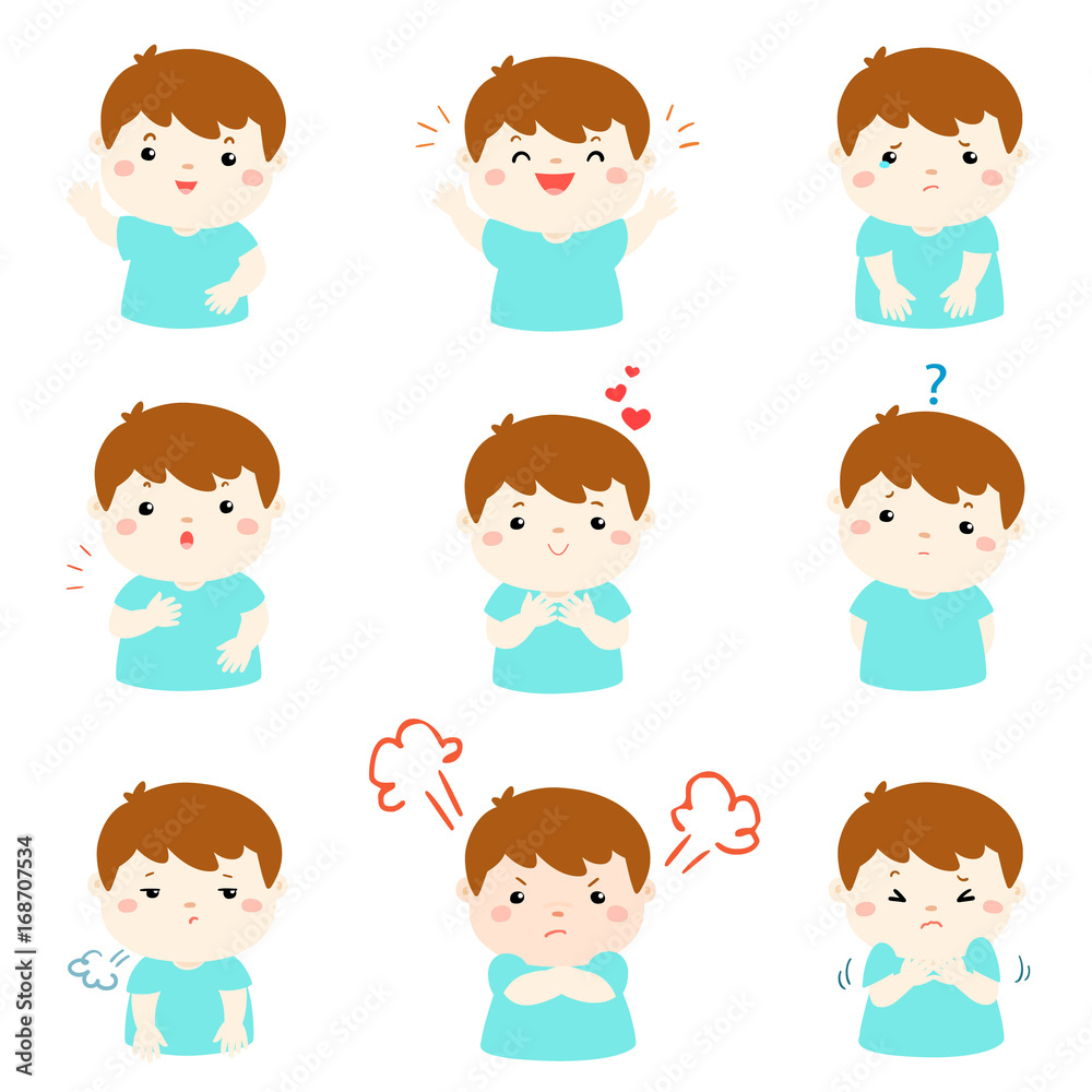 Variety boy face expression illustration. Variety boy face expression illustration.