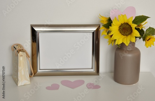 Frame on a background of flowers