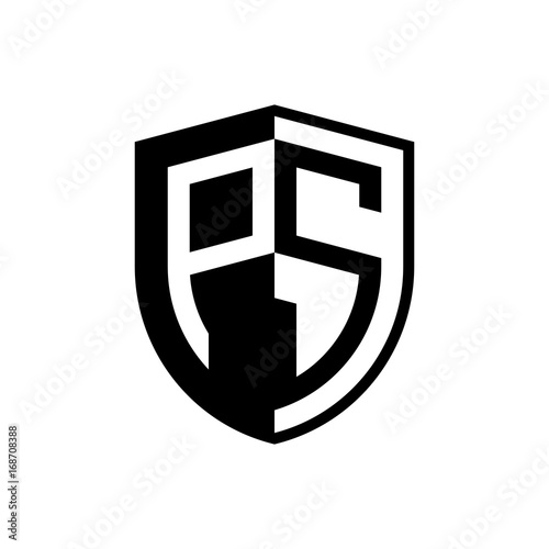 Initial two letter logo shield vector black