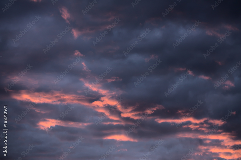 Beautiful orange cloudscape in the late evening