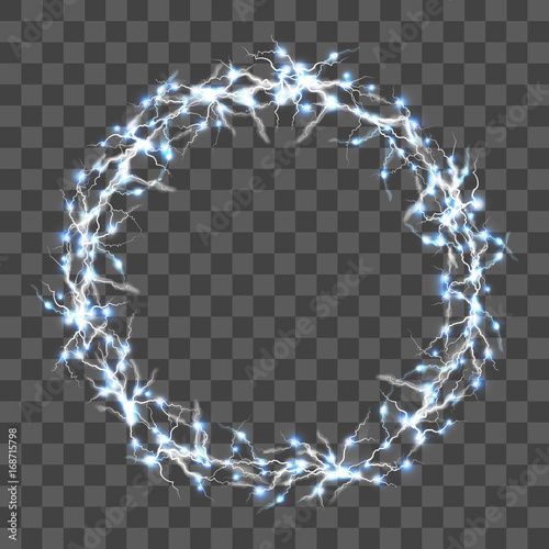 Lightning Round Decorative Frame on Transparent Background. Vector