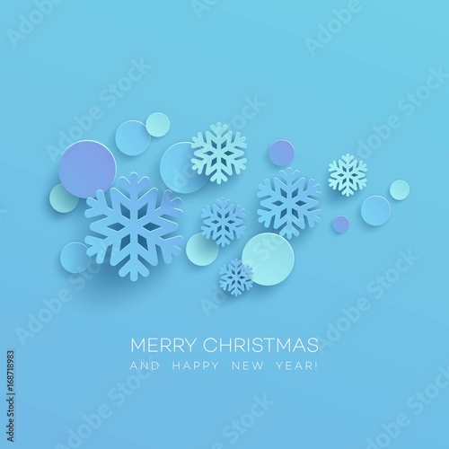 Abstract Papercraft Snowflakes Christmas Background. Vector illustration