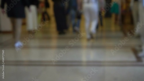 crowd of people go to the subway photo