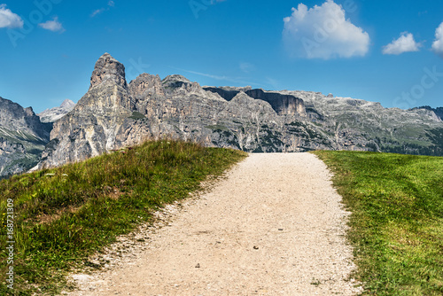 wide panorama of alta badia region on summer in northern italy