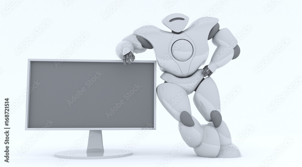 3D rendering futuristic robot show screen 3D rendering futuristic robot show screen