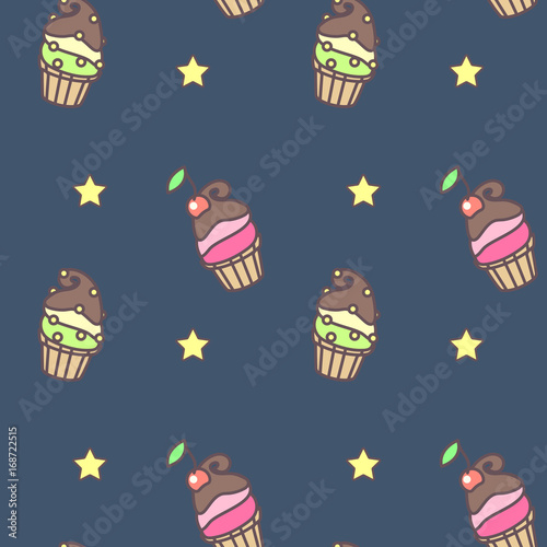 vector seamless pattern. Sweets concept. 003