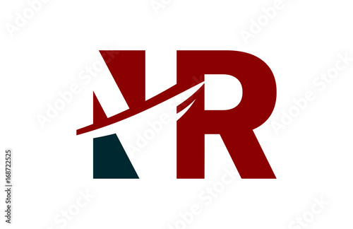 NR Red Negative Space Square Letter Logo
