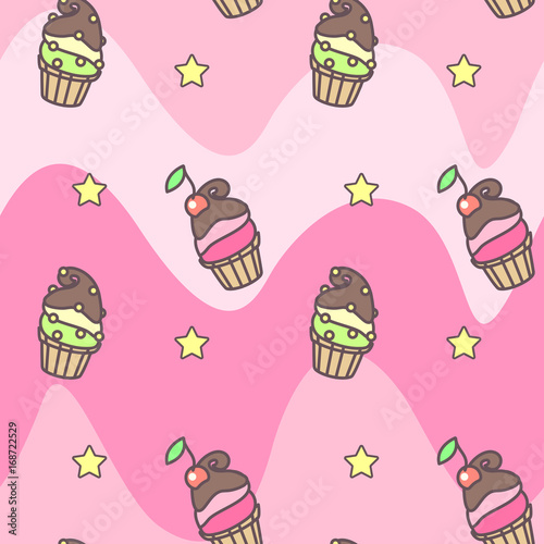 vector seamless pattern. Sweets concept. 002