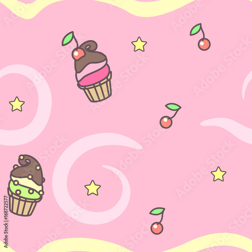 vector seamless pattern. Sweets concept. 022