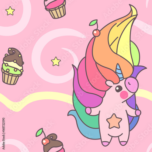 vector seamless pattern. Unicorns time concept. 004