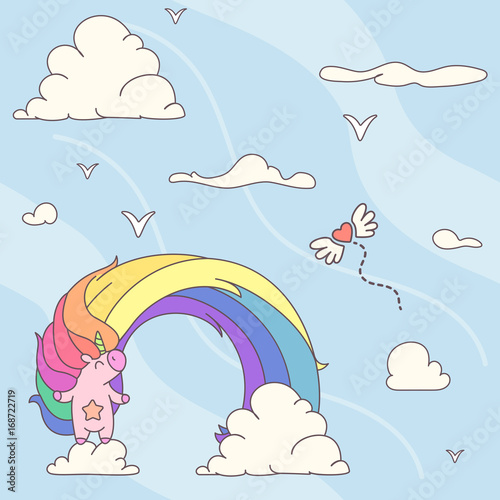 vector seamless pattern. Unicorns time concept. 011