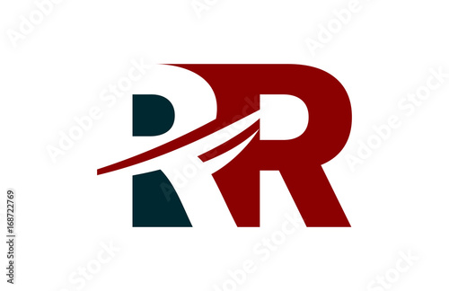 RR Red Negative Space Square Letter Logo