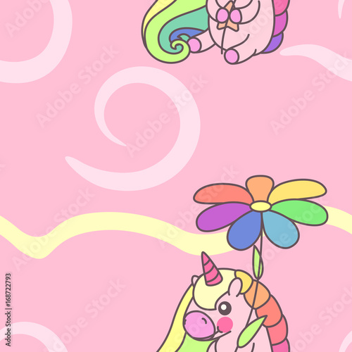 vector seamless pattern. Unicorns time concept. 017