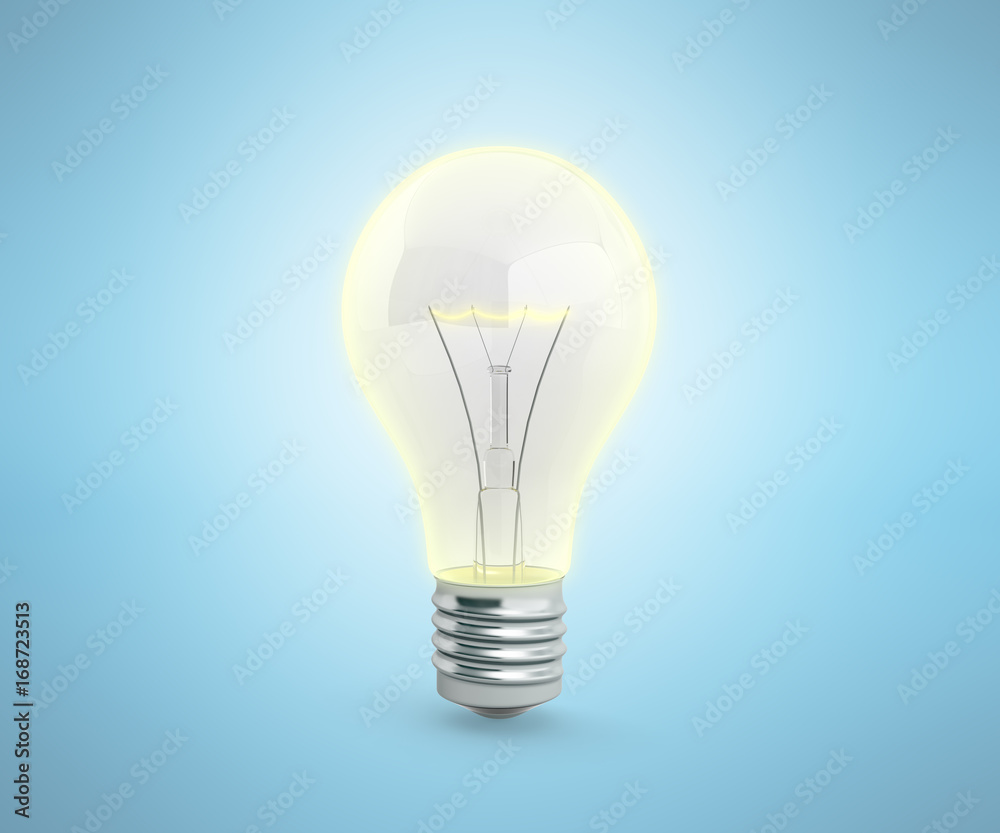 Lighting Bulb 3d render on blue background Lighting Bulb 3d render on blue background