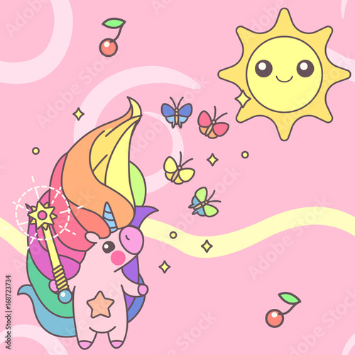 vector seamless pattern. Unicorns time concept. 033