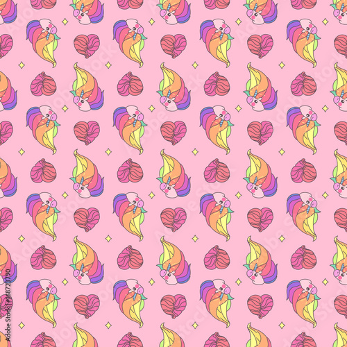 vector seamless pattern. Unicorns time concept. 031