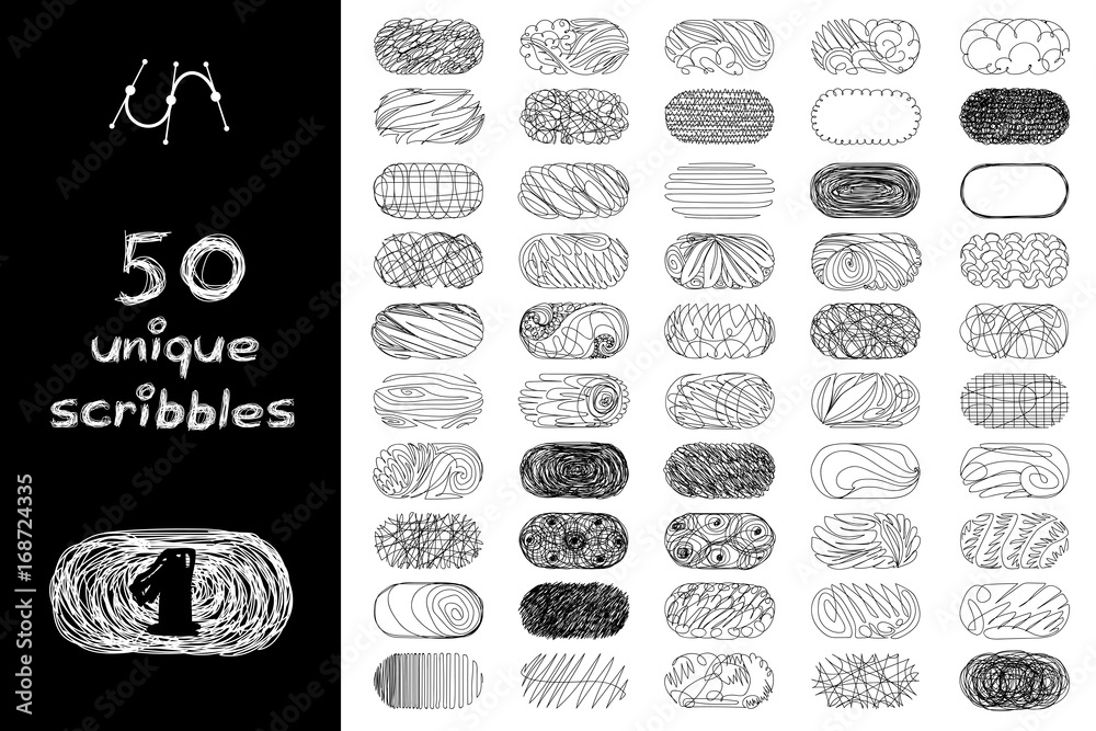 
vector SET 50 rectangular oval SCRIBBLES Part 1. Clip art isolated on transparent background.