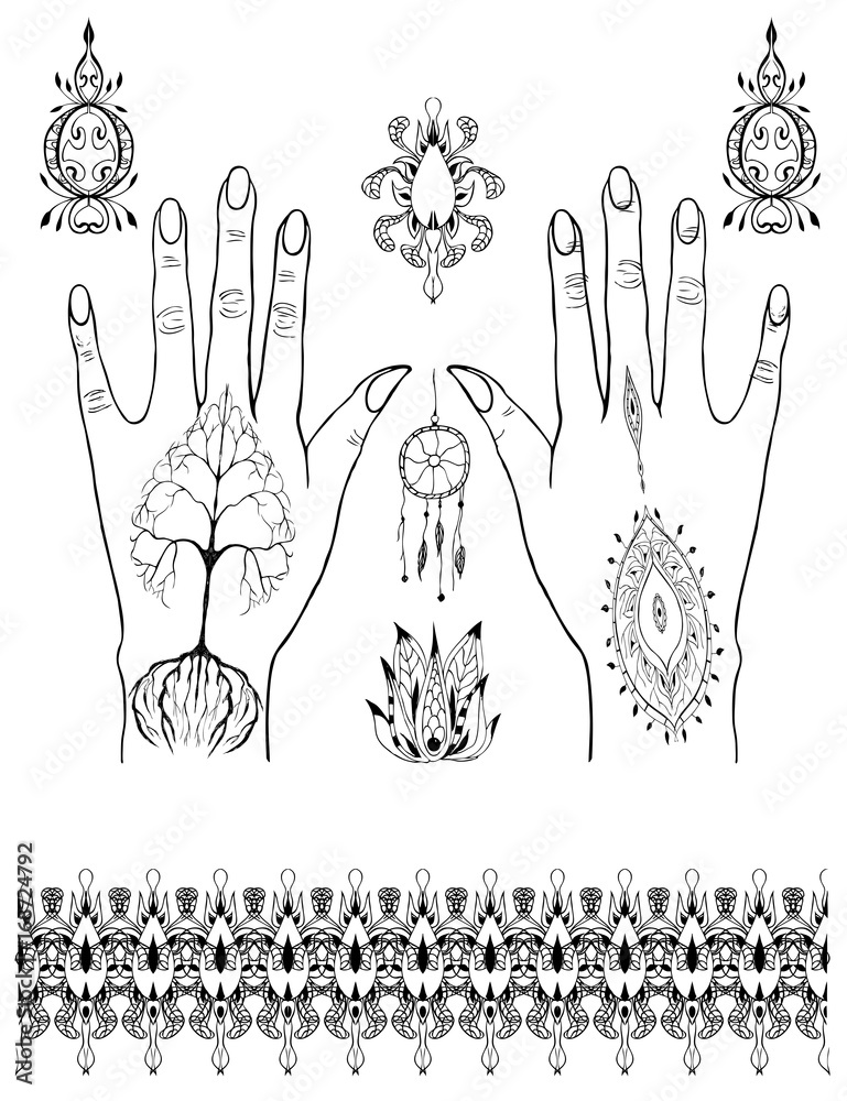 Mehndi Flower Pattern Peacock Henna Drawing Tattoo Decoration Ethnic  Oriental Stock Vector by ©rugame.tera.gmail.com 232725922