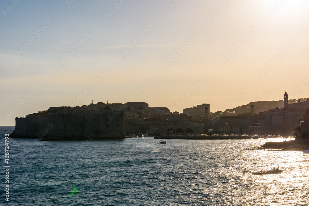 Dubrovnik Croatia During Sunset View Over Old Town Cityscape Beautiful European Vacation Destination Historic Fortress