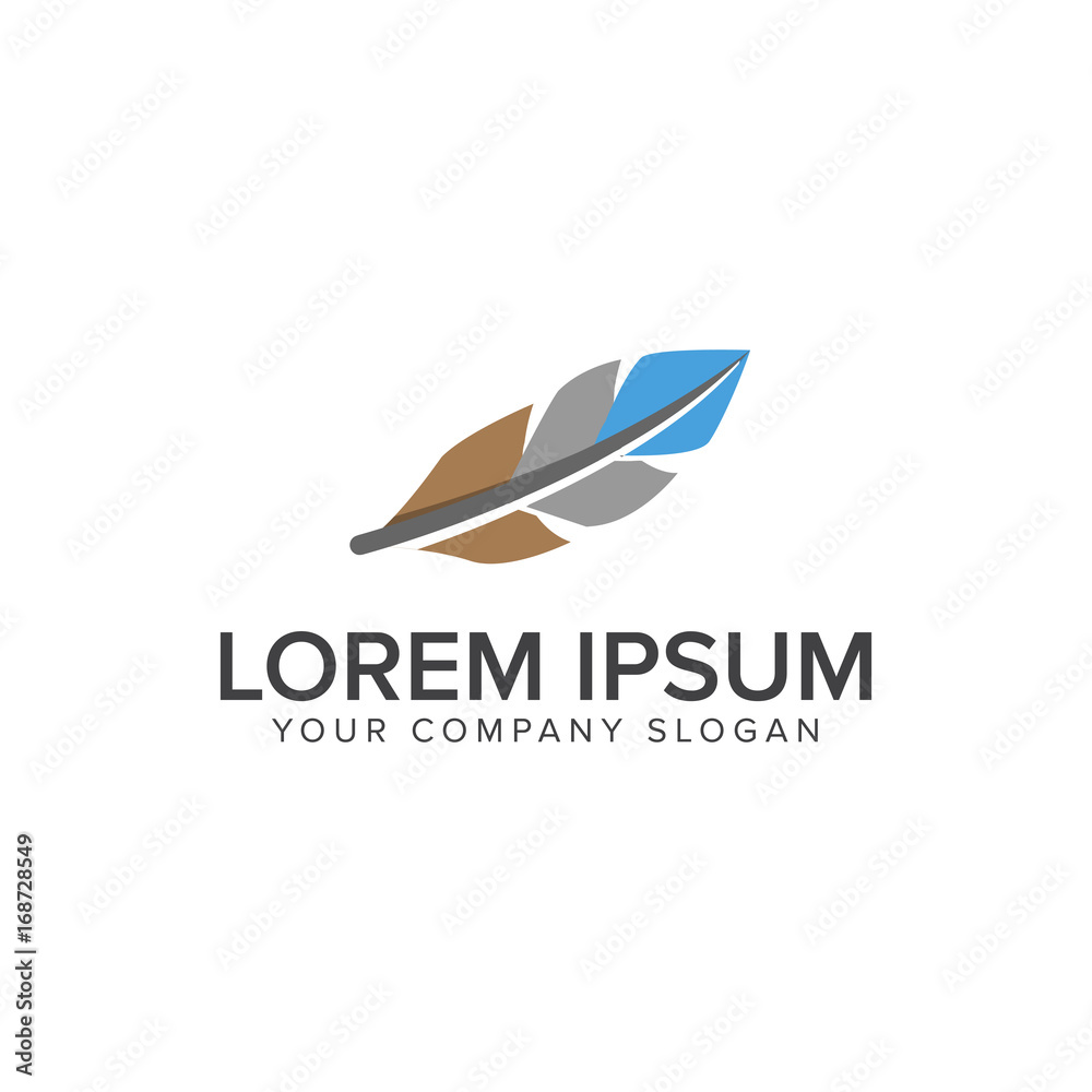 Feather flat logo design concept template Feather flat logo design concept template