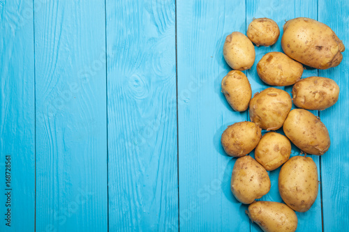 Potatoes on a blue background