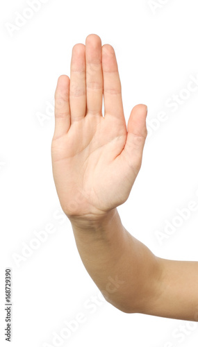 Woman's hand with stop gesture