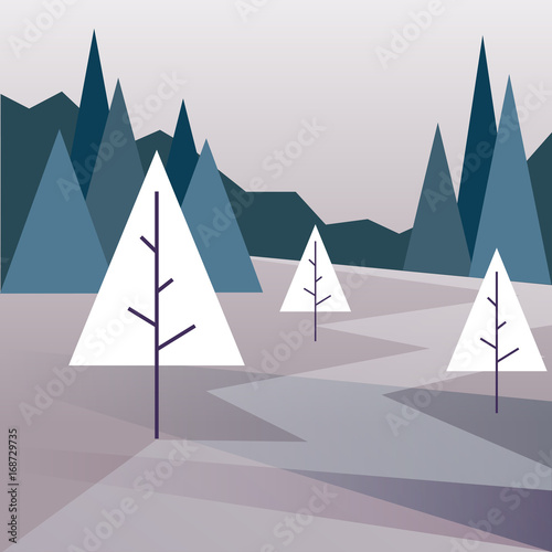 Abstract geometric forest landscape