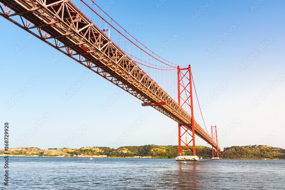 Ponte 25 de Abril Bridge Famous Architectural Sight Lisbon Portugal Landscape Ponte 25 de Abril Bridge Famous Architectural Sight Lisbon Portugal Landscape