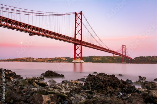 Ponte 25 de Abril Bridge Famous Architectural Sight Lisbon Portugal Landscape