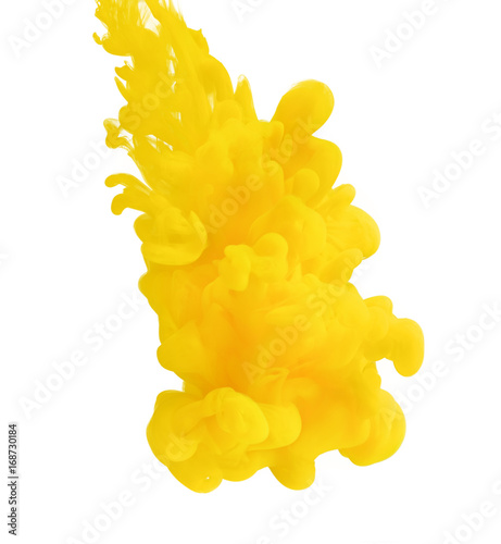 Jasny żółty atrament akrylowy w wodzie.
