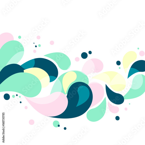 Abstract colorful curvy drops wave over white