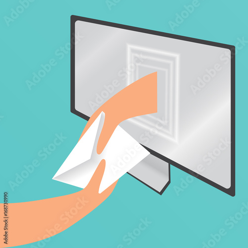 Hand from a computer screen giving envelope to other hand