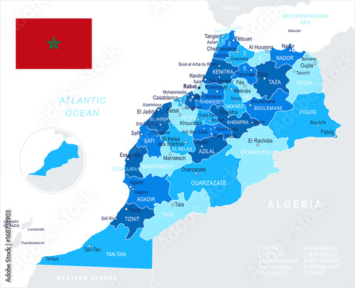 Morocco - map and flag illustration