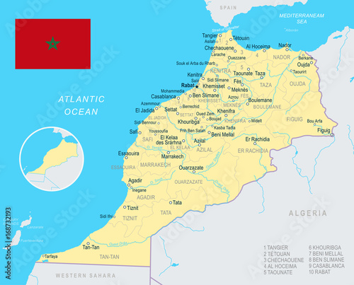 Morocco - map and flag illustration photo