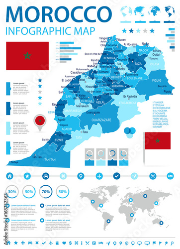 Morocco - infographic map and flag - illustration