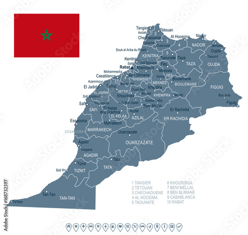 Morocco - map and flag illustration
