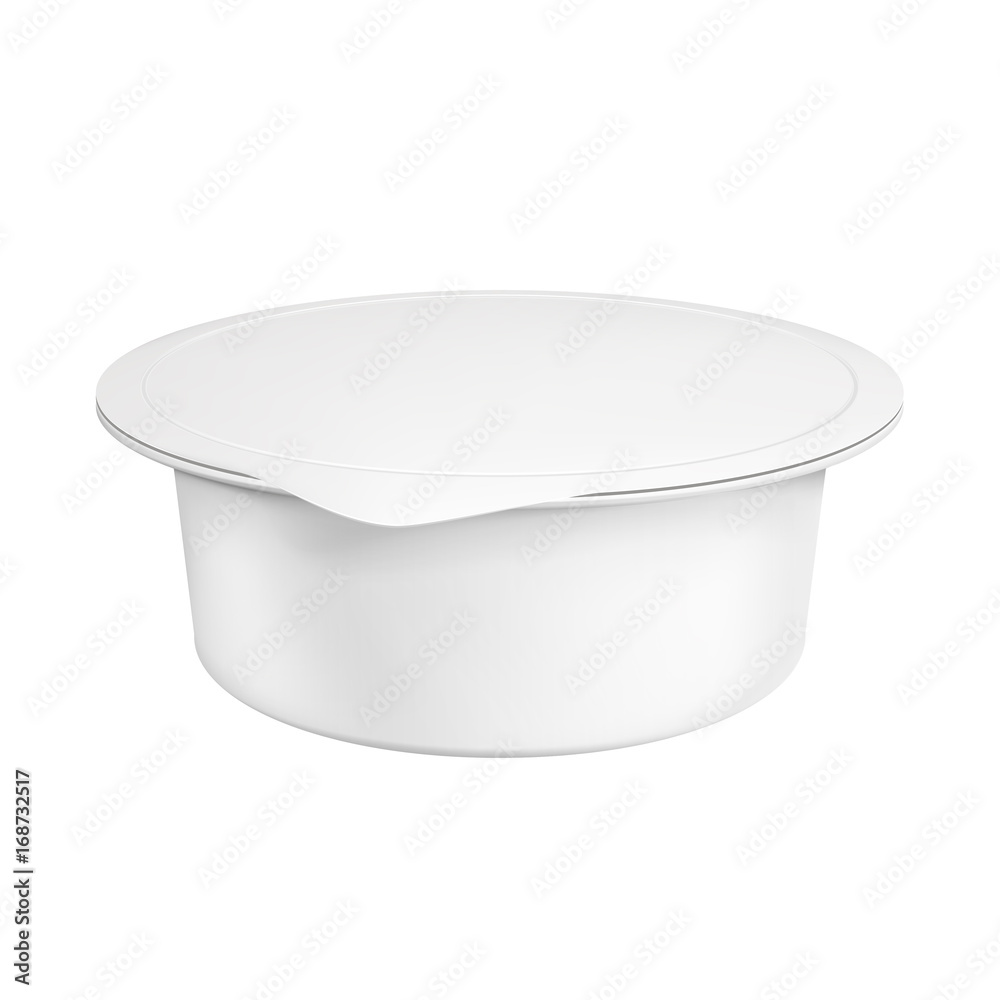 Realistic white mock up blank plastic container for yogurt. Realistic white mock up blank plastic container for yogurt.