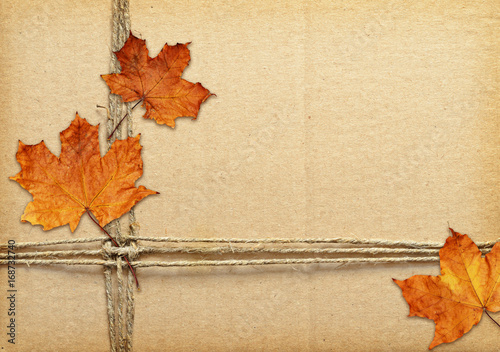 Brown cardboard tied with r...
