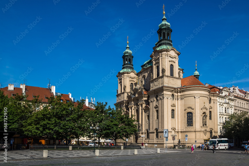 Church Saint Nicholas on the old town in Prague, Czech Republic