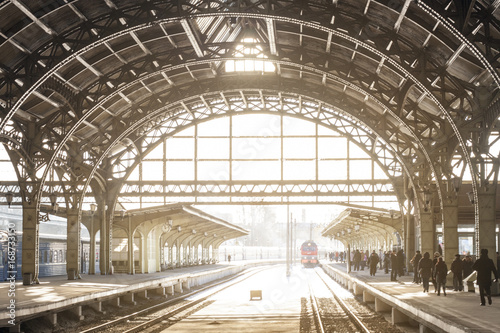 Vintage train station with metal roof 
