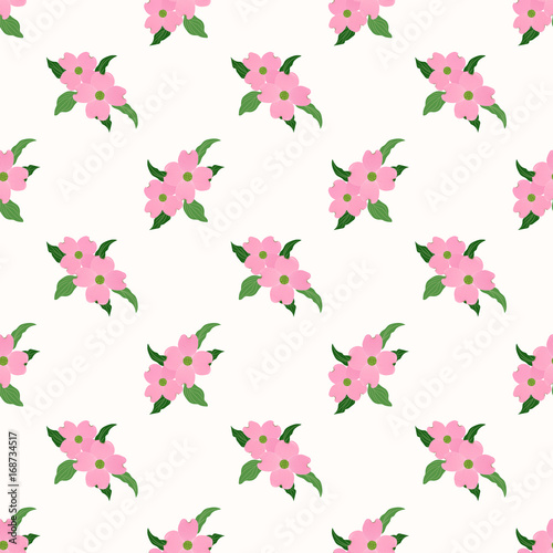 Seamless background image colorful botanic flower leaf plant pink dogwood Cornus florida