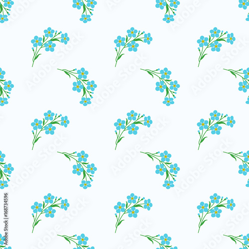 Seamless background image colorful botanic flower leaf plant light blue forget me not