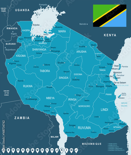 Tanzania - map and flag illustration